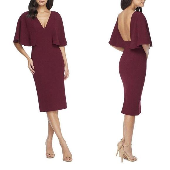 Dress the Population Louisa Dress Burgundy Red NEW XXS - Picture 9 of 9